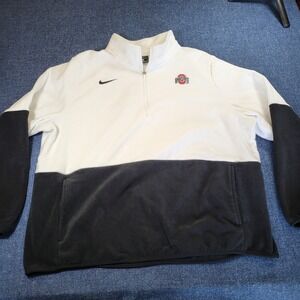 Nike Ohio State Buckeyes Dri-FIT Quarter Zip Fleece Pullover Mens XL White Black